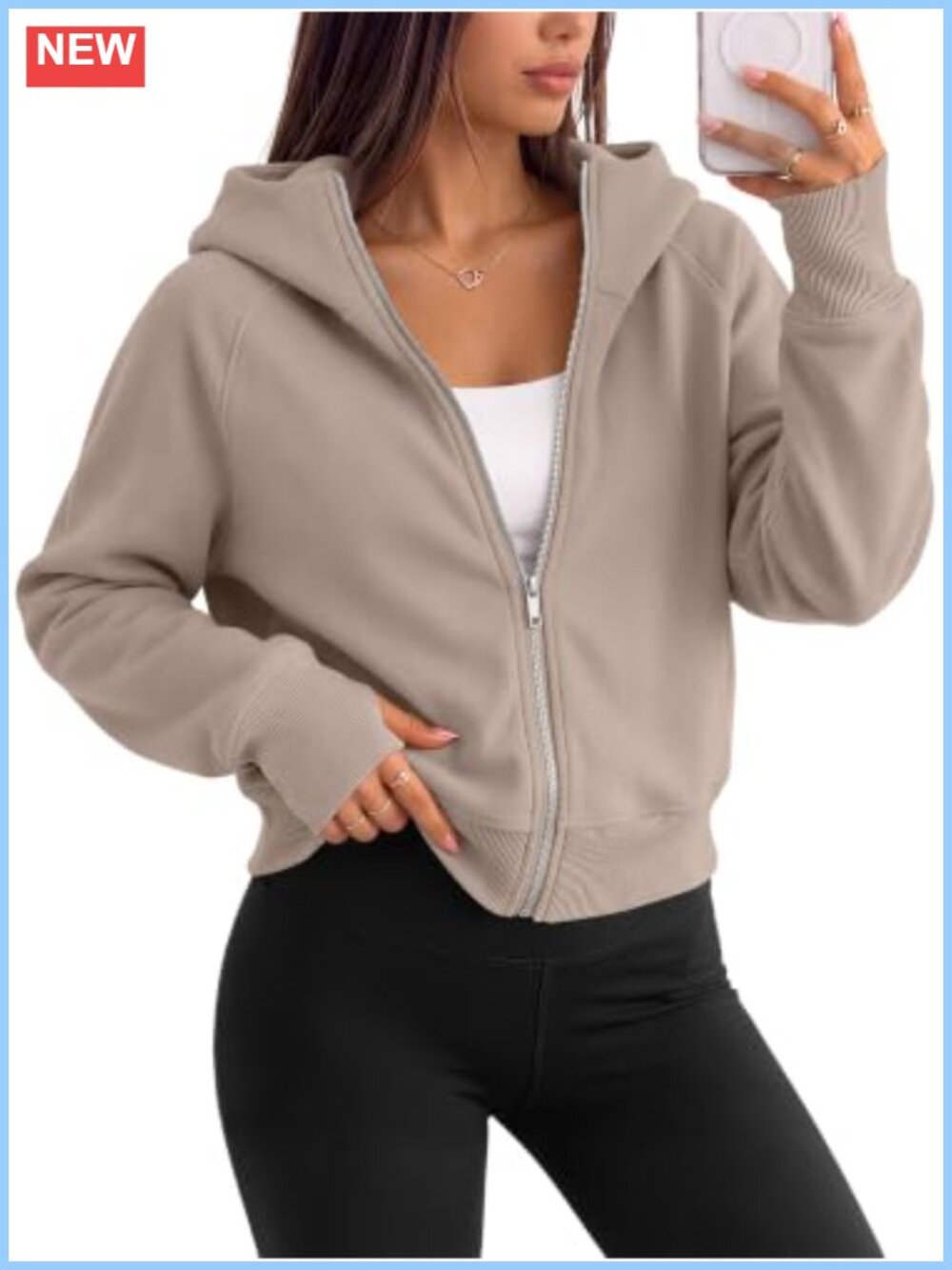 Women's Full Zip Up Cropped Hoodie Sweatshirt Fall Winter Casual